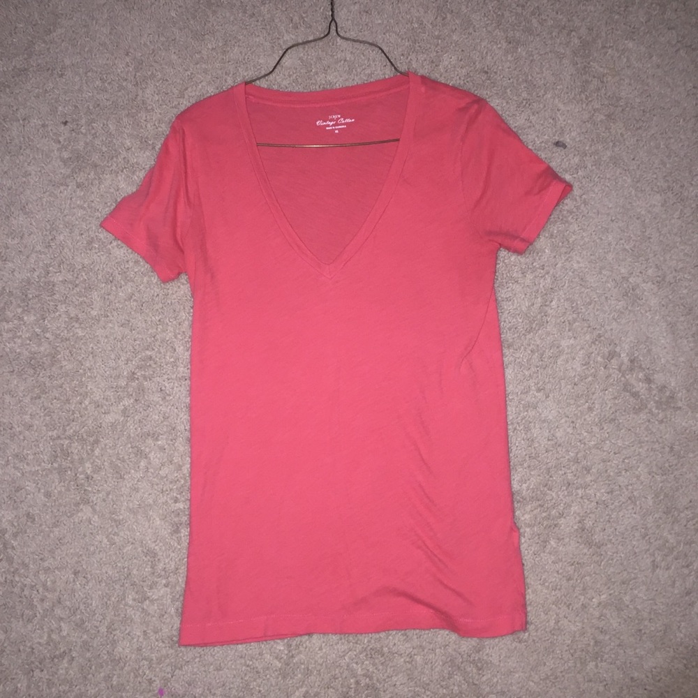 Coral v-neck, vintage cotton